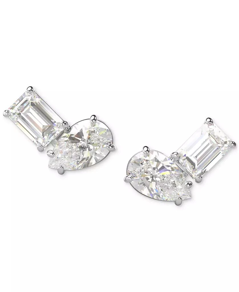 Rhodium-Plated Mixed Crystal Pendant Necklace & Stud Earrings Set 商品