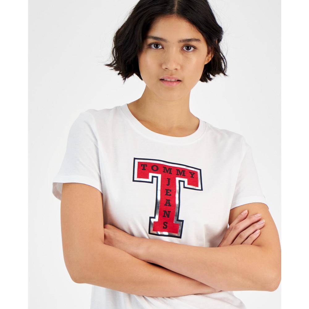 商品Tommy Jeans|Women's Short-Sleeve Foiled Logo T-Shirt,价格¥145,第5张图片详细描述
