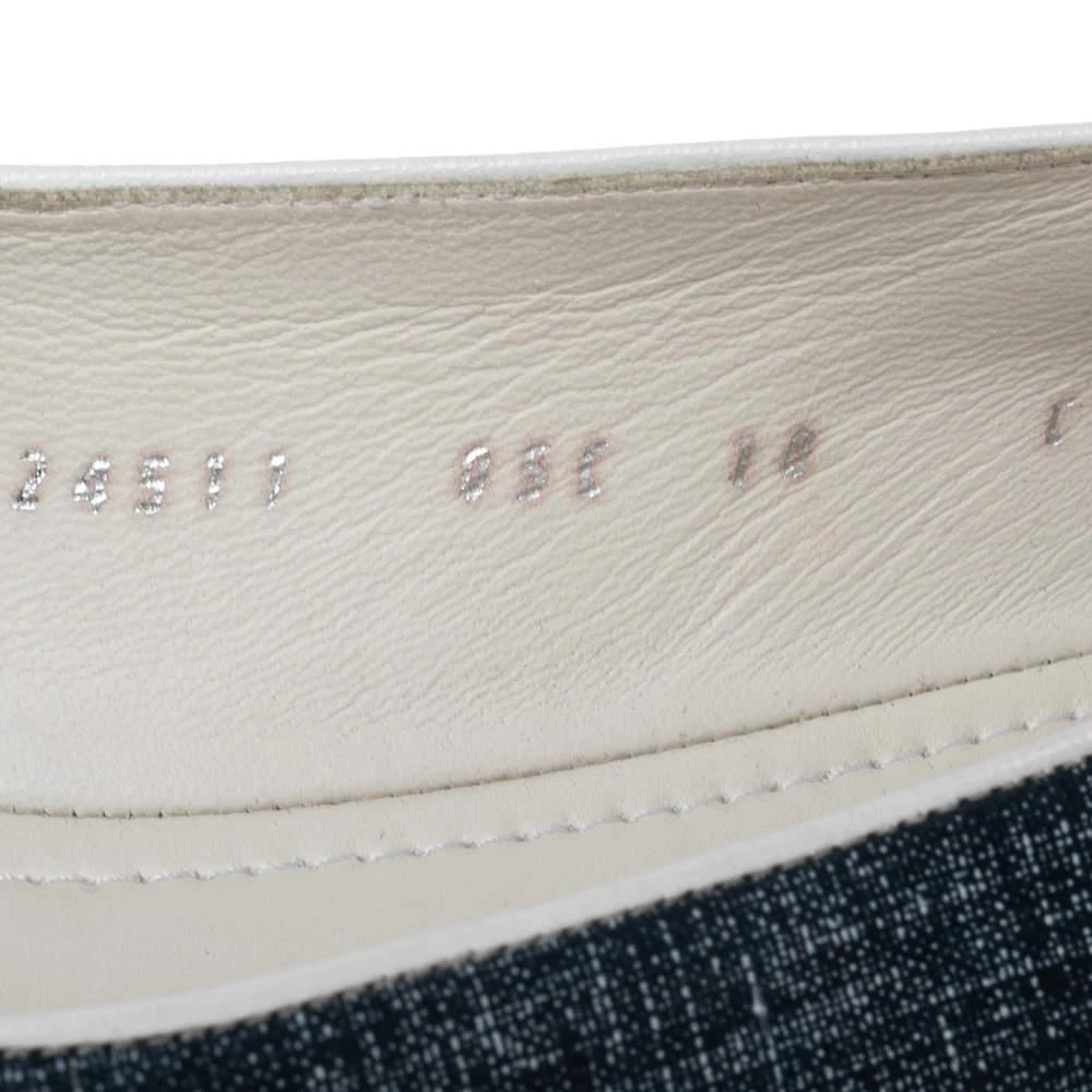 Salvatore Ferragamo Navy Blue/White Denim and Leather Ballet Flats Size 40.5 商品