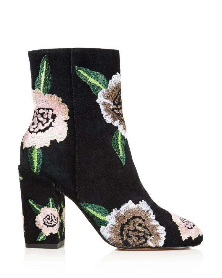 商品Rebecca Minkoff|Women's Bryce Floral Embroidered Suede Block Heel Booties,价格¥1237,第2张图片详细描述