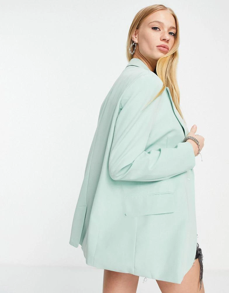 商品Bershka|Bershka core oversized blazer co-ord in sage,价格¥171,第4张图片详细描述