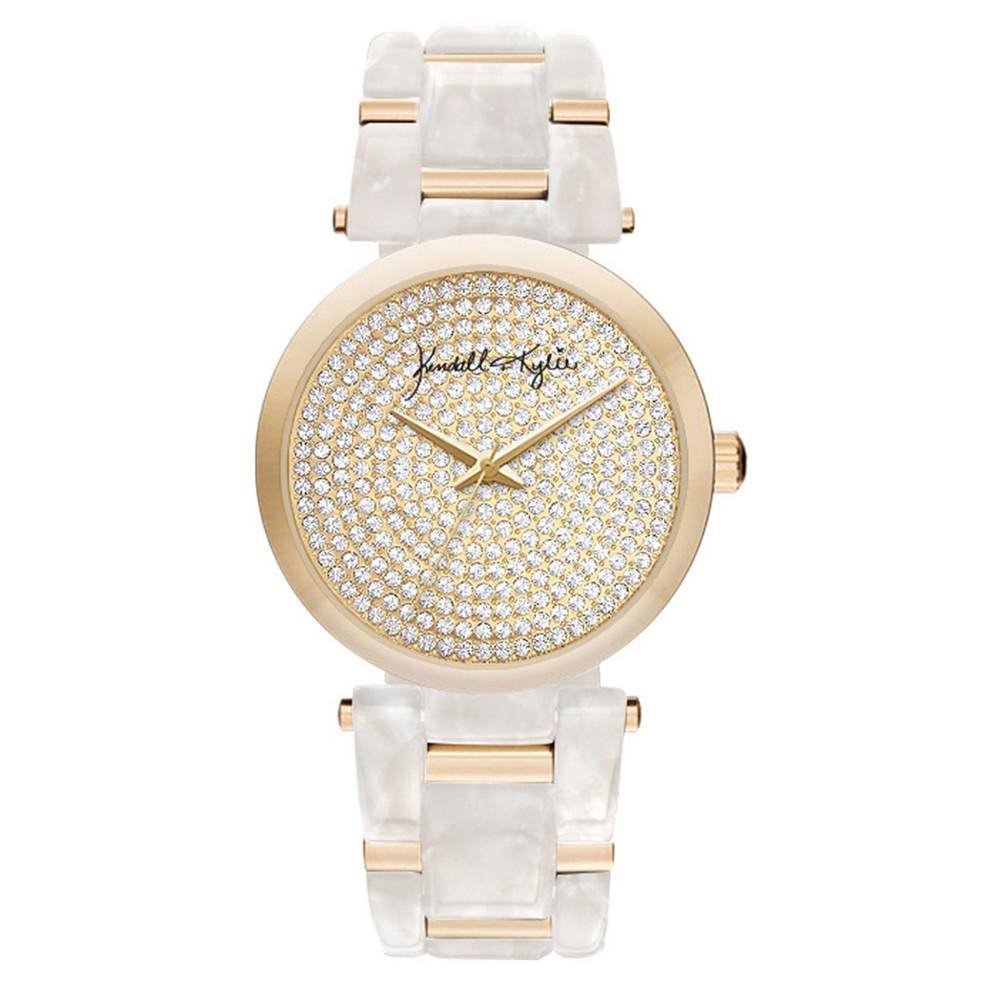 商品KENDALL & KYLIE|Women's Mother Of Pearl Link with Gold Tone Accents Stainless Steel Strap Analog Watch 40mm,价格¥279,第1张图片