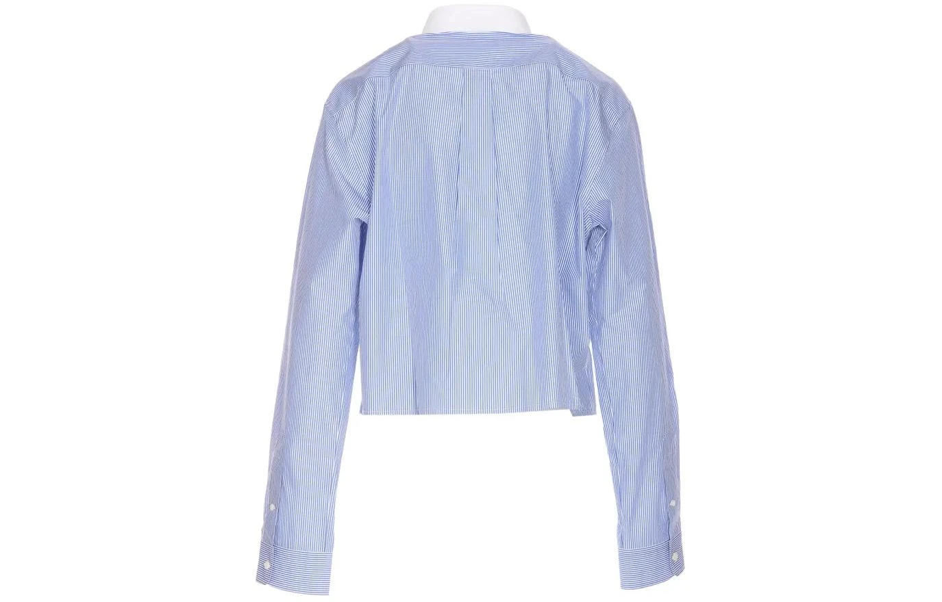 商品[国内直发] Miu Miu|缪缪 条纹翻领长袖合身短款衬衫 女款 蓝色,价格¥8747,第3张图片详细描述