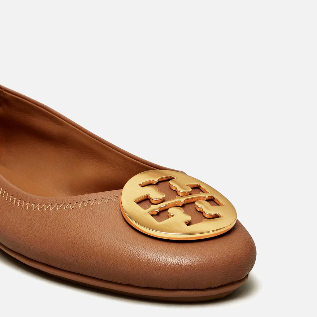 Tory Burch Women's Minnie Travel Leather Ballet Flats - Royal Tan/Gold商品第4张图片规格展示