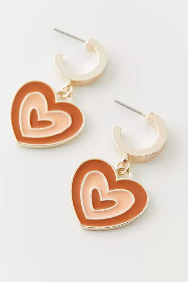 Enamel Heart Charm Hoop Earring商品第3张图片规格展示