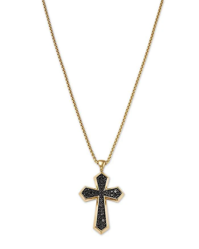 商品Bloomingdale's|Men's Black Diamond Cross Pendant Necklace in 14K Yellow Gold, 1.0 ct. t.w.,价格¥17476,第1张图片详细描述