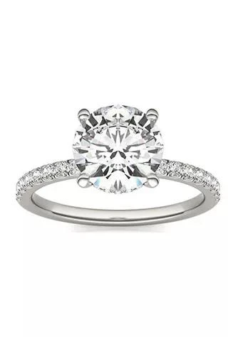 商品Charles & Colvard|Colvard Charles Colvard 2.19 Ct. T.w. Lab Created Round Moissanite Hidden Halo Engagement Ring In 14K Gold,价格¥10012,第1张图片