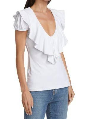 商品Susana Monaco|Ruffle Short Sleeve Top,价格¥476,第3张图片详细描述