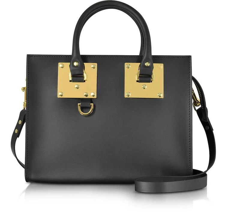 商品Sophie Hulme|黑色Albion马鞍皮革中号手提包,价格¥5672,第1张图片
