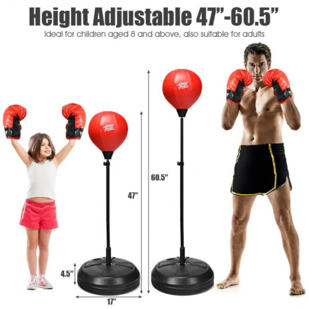 商品Hivvago|Adjustable Height Punching Bag with Stand Plus Boxing Gloves for Both Adults and Kids,价格¥597,第5张图片详细描述