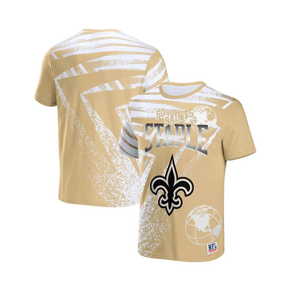 商品NFL Properties|Men's NFL X Staple Cream New Orleans Saints Team Slogan All Over Print Short Sleeve T-shirt,价格¥301,第1张图片