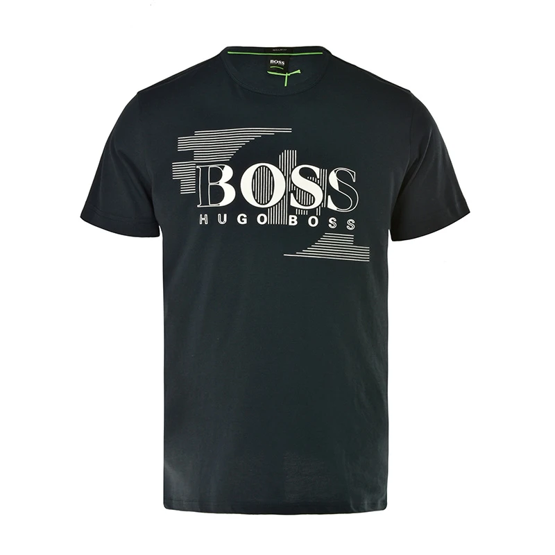 商品Hugo Boss|Hugo Boss 雨果博斯 男士深蓝色白字棉质短袖T恤 TEE1-50383429-410,价格¥441,第1张图片