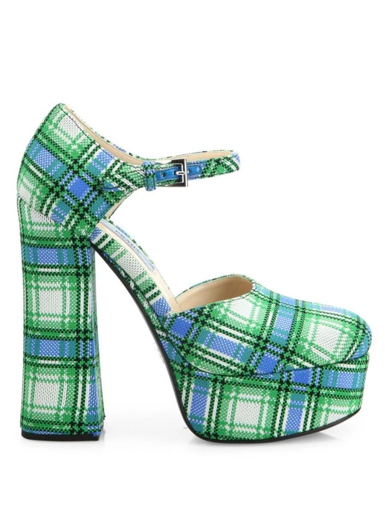 商品Prada|Plaid Ankle-Strap Platform Pumps,价格¥1776,第5张图片详细描述