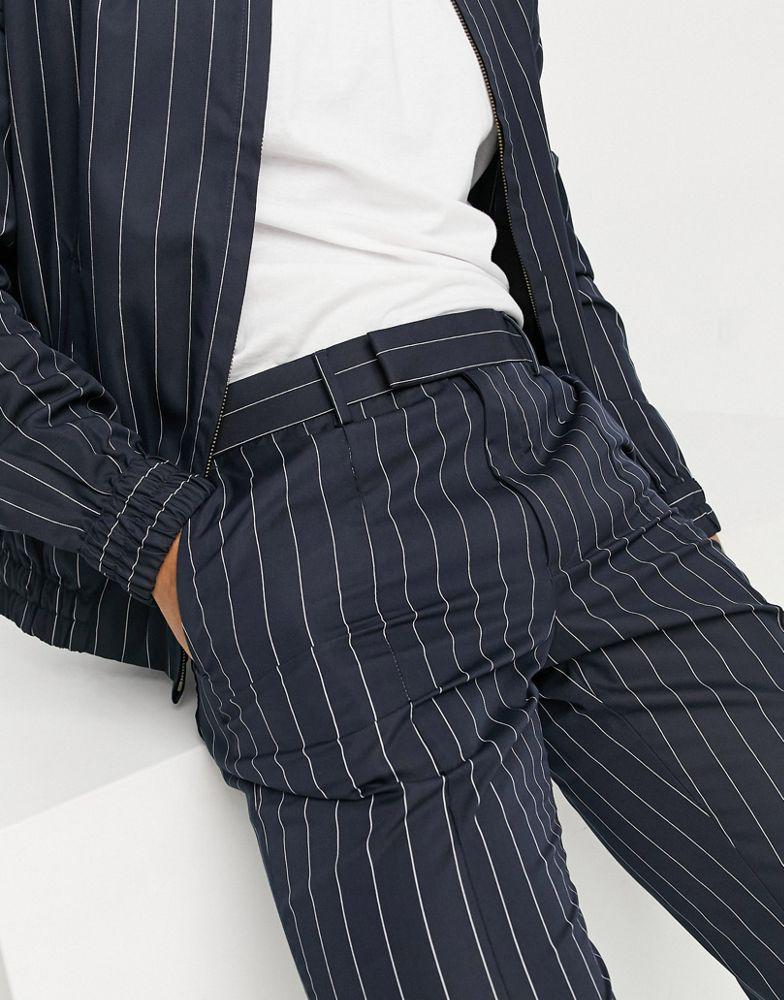 ASOS DESIGN smart slim fit joggers co-ord in navy pinstripe商品第3张图片规格展示