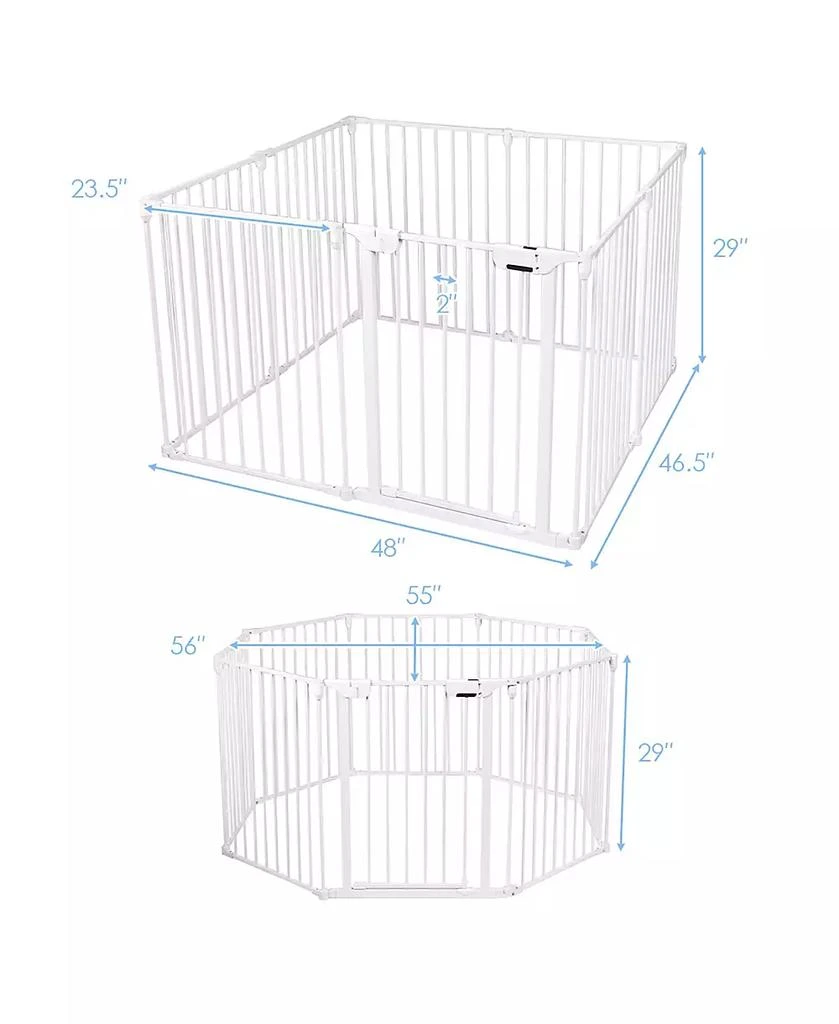 商品Costway|8 Panel Baby Safe Metal Gate Play Yard Barrier Pet Fence,价格¥821,第3张图片详细描述