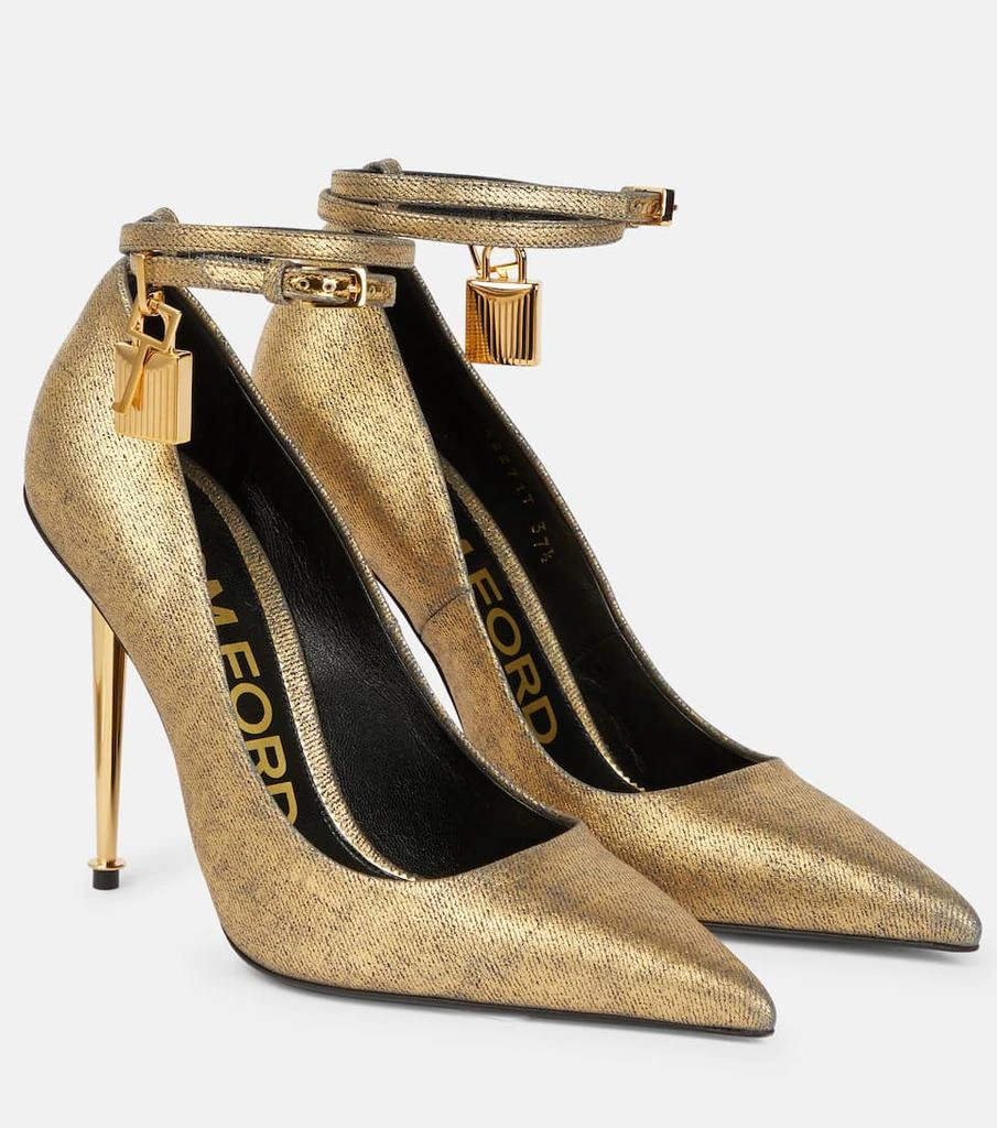 商品Tom Ford|Padlock denim and leather pumps,价格¥4499,第1张图片