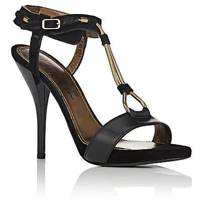 商品Lanvin|Suede & Leather T-Strap Sandals,价格¥1934,第2张图片详细描述