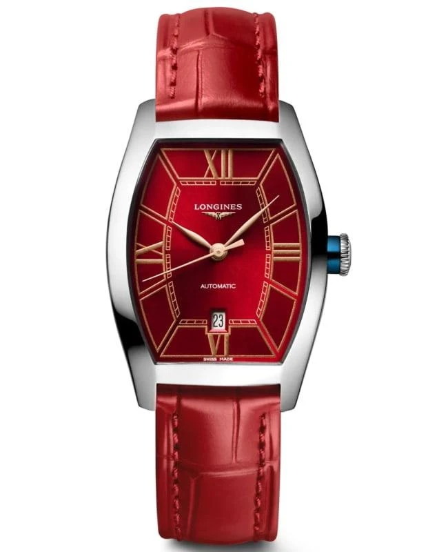 商品Longines|Longines Evidenza Automatic Red Dial Leather Strap Women's Watch L2.142.4.09.2,价格¥12840,第1张图片