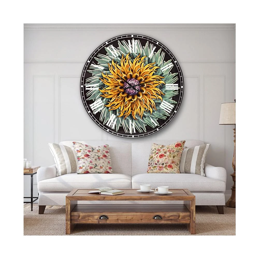 商品Design Art|Designart Oversized Floral Round Metal Wall Clock - 36 x 36,价格¥3512,第2张图片详细描述