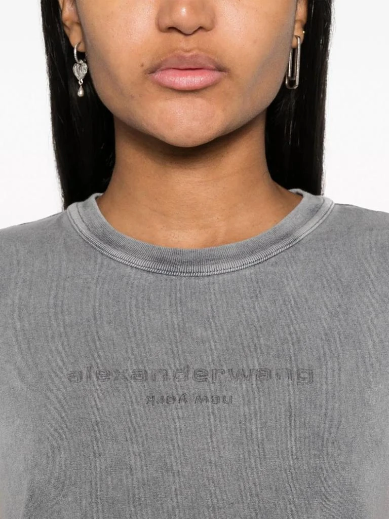 商品Alexander Wang|ALEXANDER WANG Women Bi-Color Acid Shrunken Embossed Logo Tee,价格¥891,第4张图片详细描述