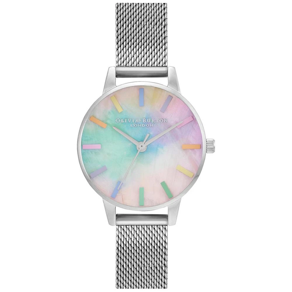 商品Olivia Burton|Women's Rainbow Stainless Steel Mesh Bracelet Watch 30mm,价格¥898,第1张图片