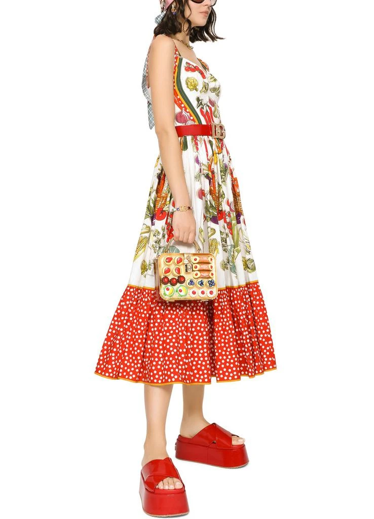 商品Dolce & Gabbana|蔬菜印花府绸及膝落肩连衣裙,价格¥11166,第5张图片详细描述