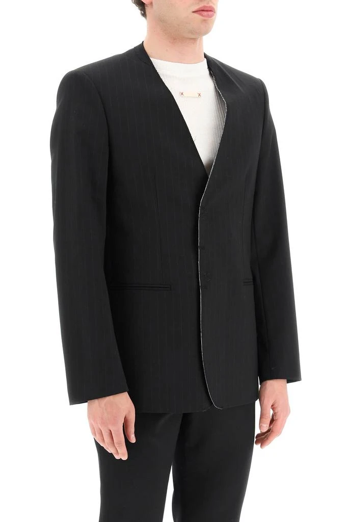 商品MM6|Mm6 maison margiela collarless pinstripe blazer,价格¥2961,第2张图片详细描述