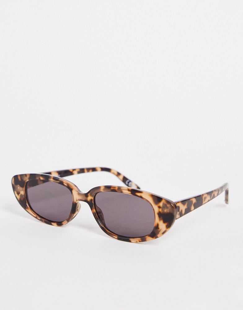 ASOS DESIGN frame slim cat eye sunglasses in tort  - BROWN商品第1张图片规格展示
