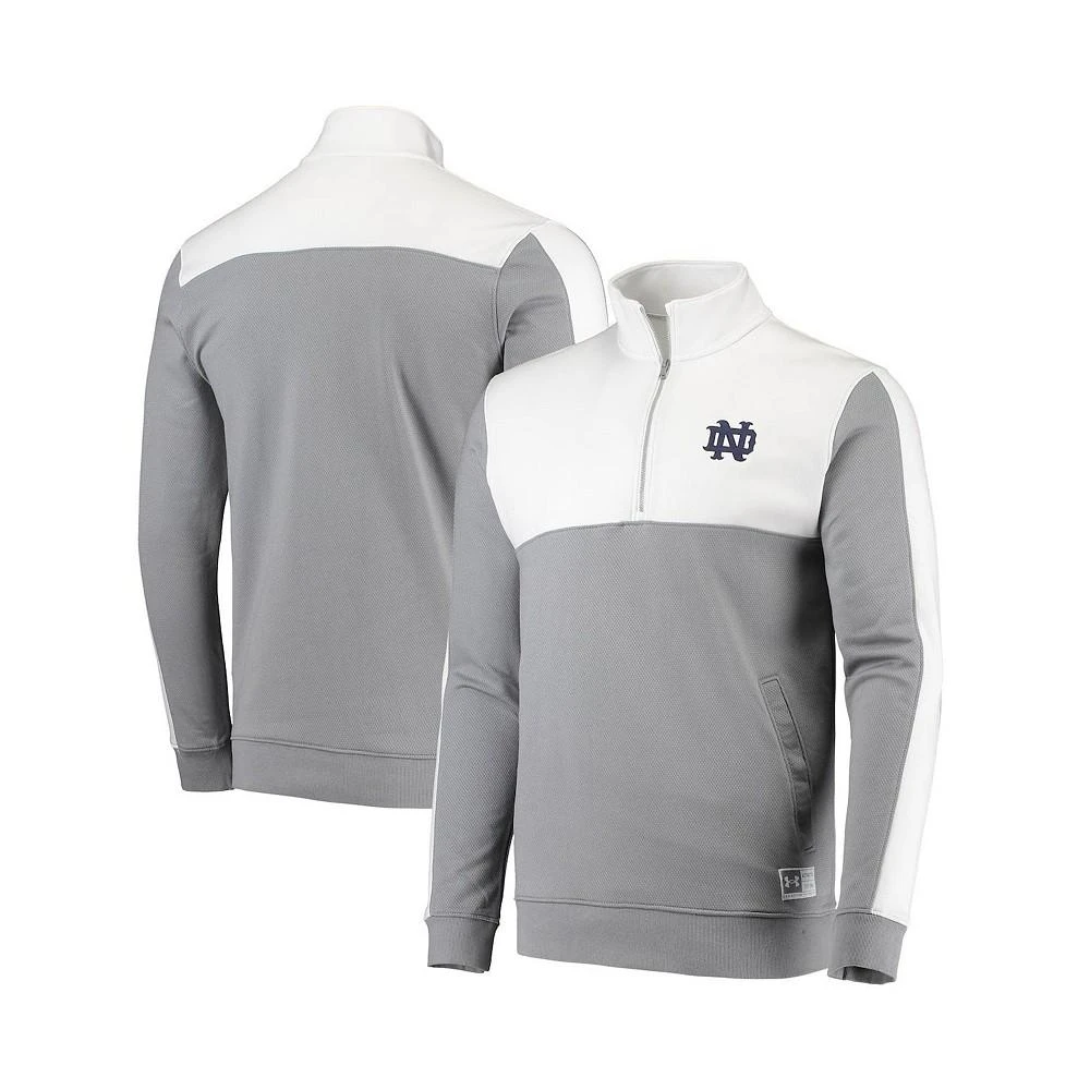 商品Under Armour|Men's White Notre Dame Fighting Irish Game Day All Day Fleece Half-Zip Jacket,价格¥594,第1张图片