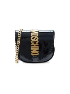 商品Moschino|Logo Patent Leather Crossbody Bag,价格¥3749,第1张图片