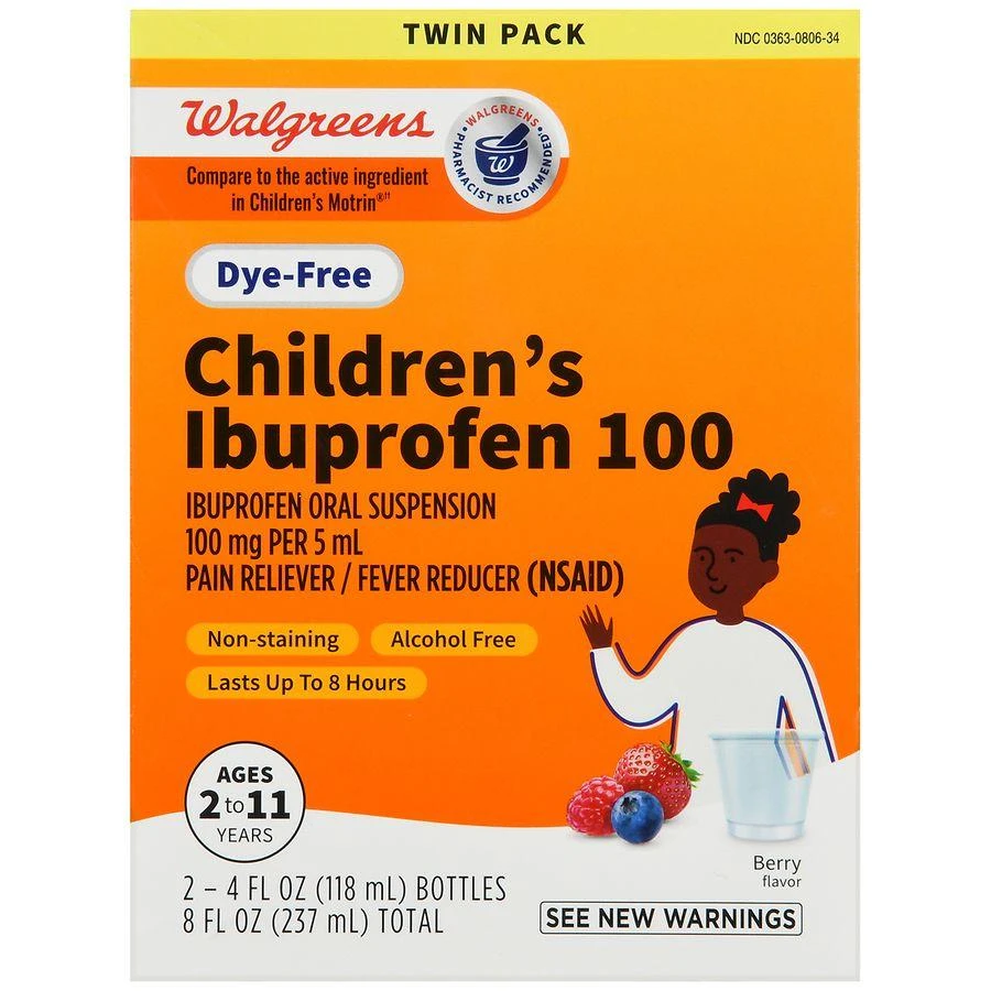 商品Walgreens|Children's Dye-Free Ibuprofen 100 Oral Suspension Berry,价格¥90,第2张图片详细描述