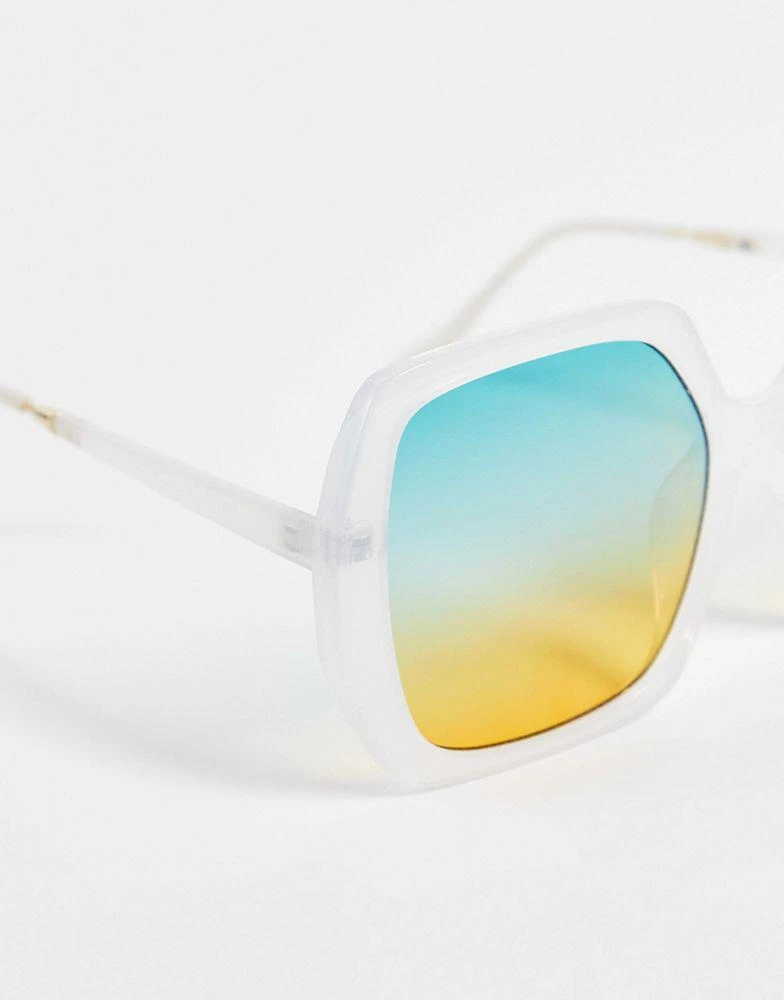 商品ASOS|ASOS DESIGN frame 70s sunglasses in white with ocean lens  - WHITE,价格¥58,第3张图片详细描述