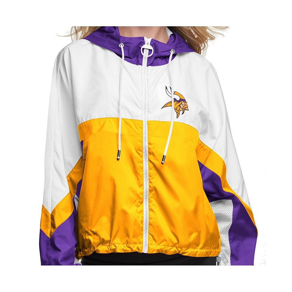 Women's White and Gold Minnesota Vikings Color Blocked Full-Zip Windbreaker Jacket商品第4张图片规格展示
