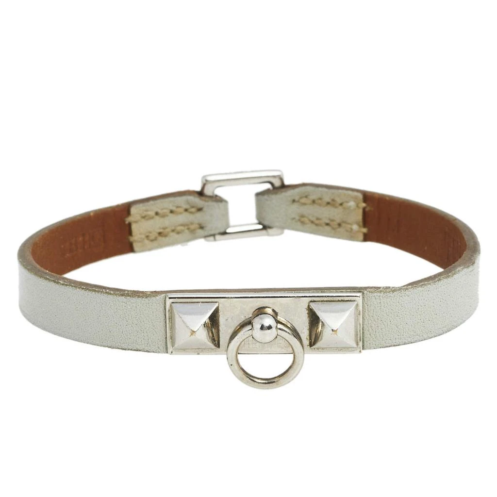 商品[二手商品] Hermes|Hermès Grey Leather Palladium Plated Micro Rivale Bracelet M,价格¥1315,第1张图片