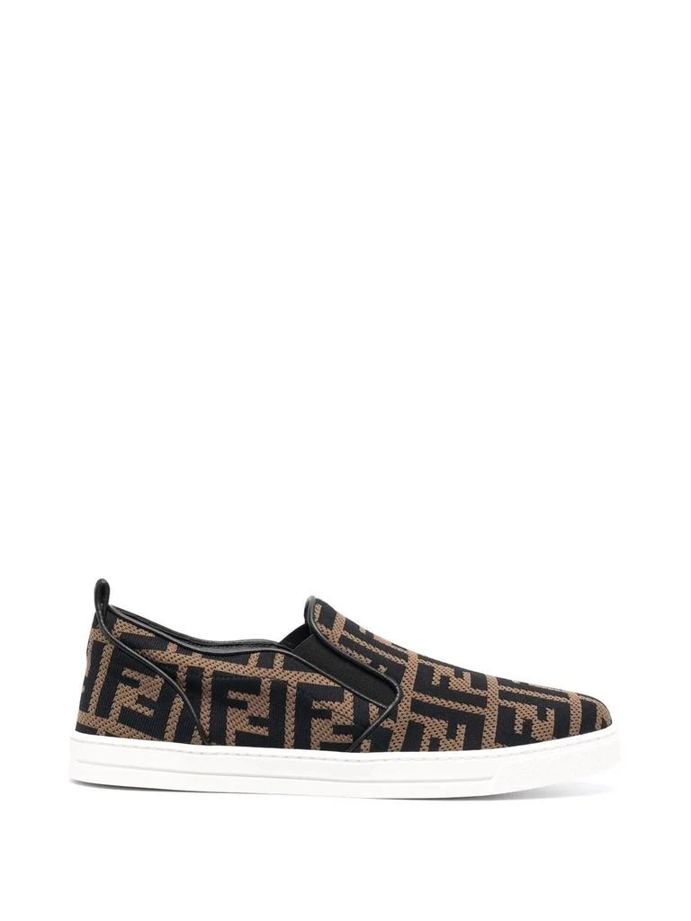 商品Fendi|Kid's Slip-on Logo Print Sneakers Brown,价格¥5121,第1张图片