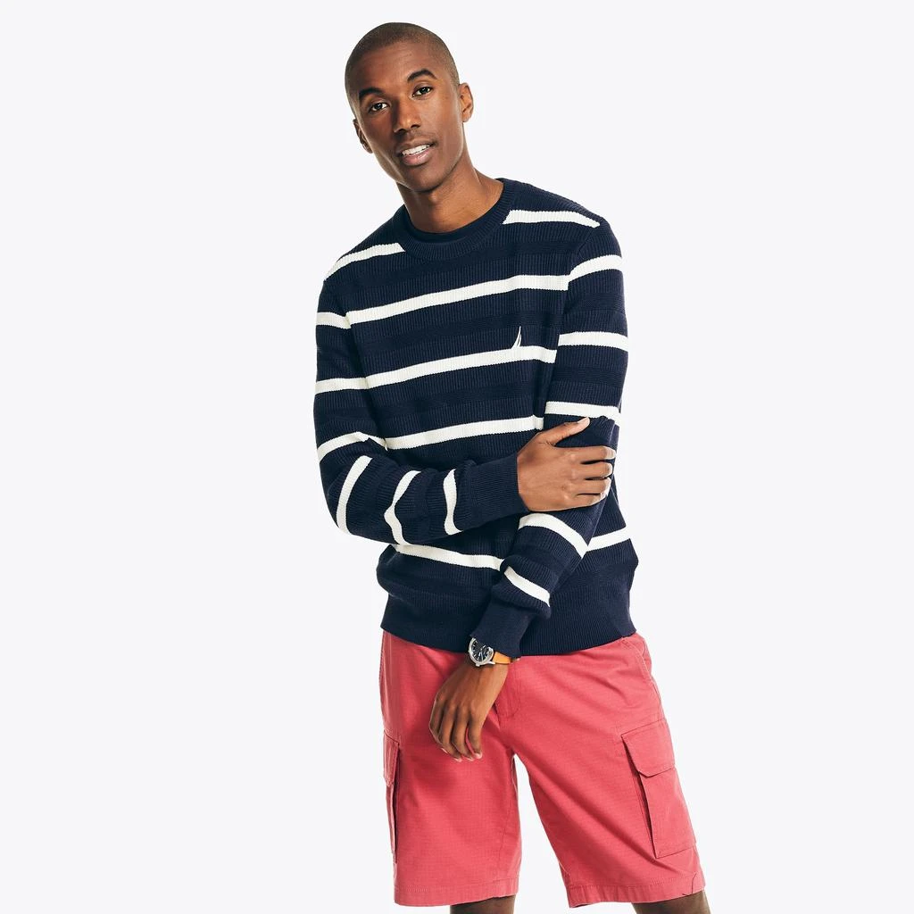 商品Nautica|Nautica Mens Navtech Textured Striped Crewneck Sweater,价格¥222,第2张图片详细描述