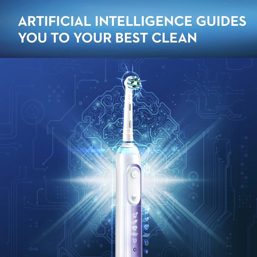 Oral-B Genius X Rechargeable Electric Powered Toothbrush with AI, Orchid Purple with 2 Brush Heads and Travel Case - Visible Pressure Sensor to Protect Gums – 6 Brushing Modes - 2 Minute Timer 商品
