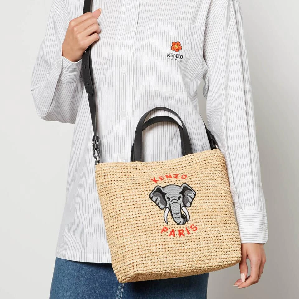 商品Kenzo|KENZO Small Logo-Embroidered Raffia Tote Bag,价格¥1140,第2张图片详细描述
