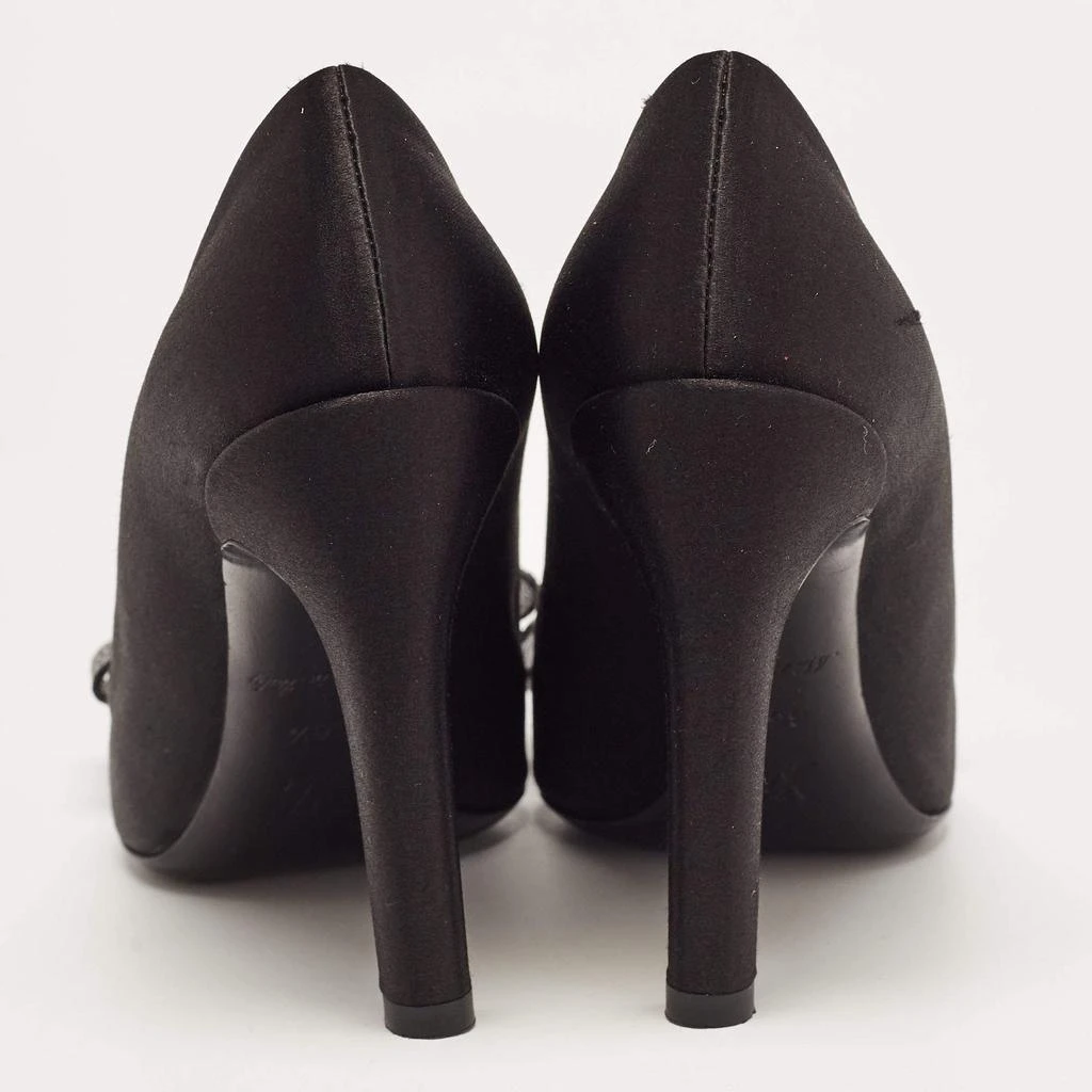 商品[二手商品] Louis Vuitton|Louis Vuitton Black Satin Bow Pointed Toe Pumps Size 36.5,价格¥3198,第5张图片详细描述