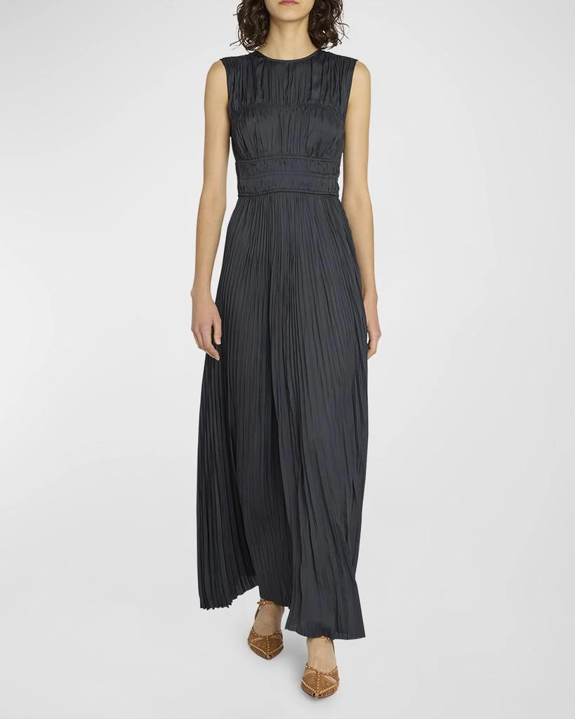 Delia Sleeveless Pleated Satin Gown 商品