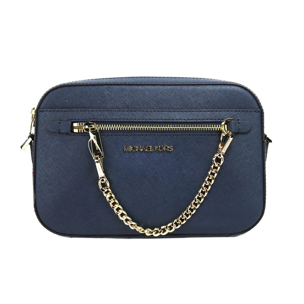 商品Michael Kors|Jet Set Large East West Navy Leather Zip Chain Crossbody Bag Women's Purse,价格¥1814,第1张图片