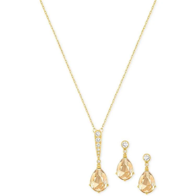 商品Swarovski|Silver-Tone Pink and Clear Crystal Pendant Necklace & Matching Drop Earrings Set,价格¥1269,第2张图片详细描述