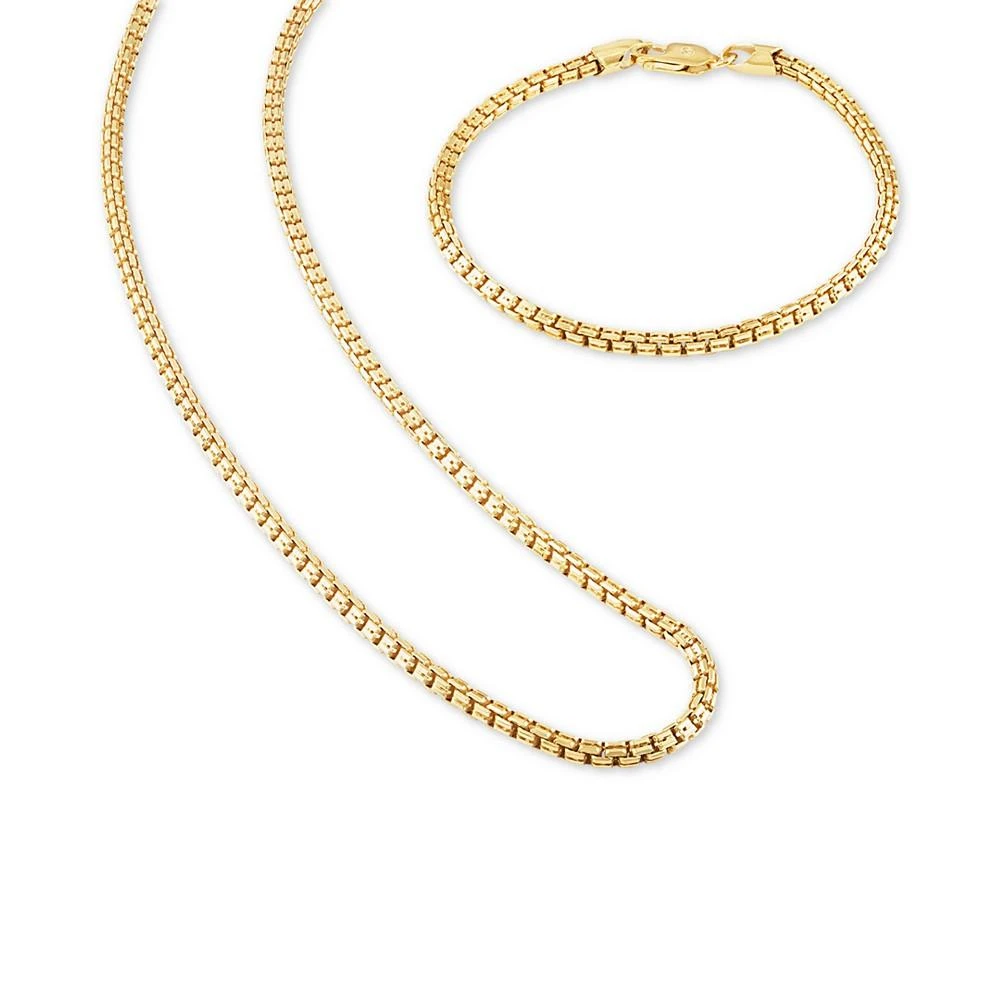 商品Esquire Men's Jewelry|2-Pc. Set Box Link 22" Chain Necklace and Bracelet in 14k Gold-Plated Sterling Silver, Created for Macy's (Also available in Sterling Silver),价格¥1460,第1张图片