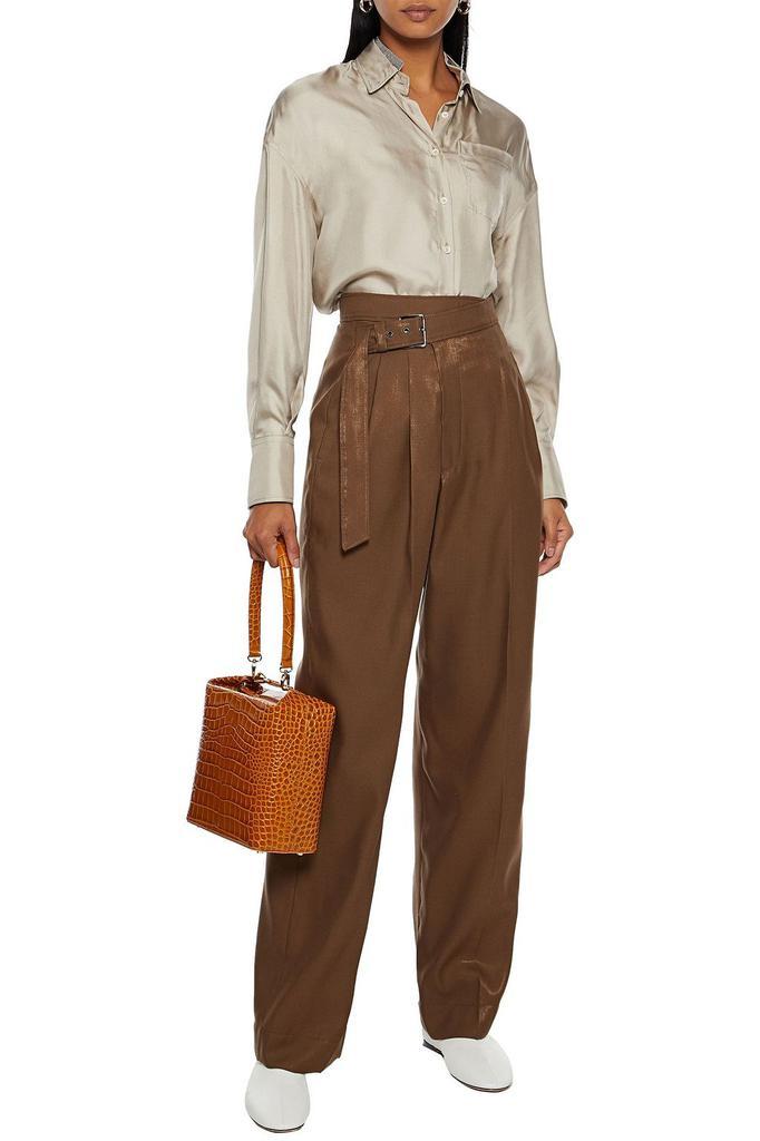 商品Brunello Cucinelli|Belted metallic wool-blend twill straight-leg pants,价格¥2578,第6张图片详细描述