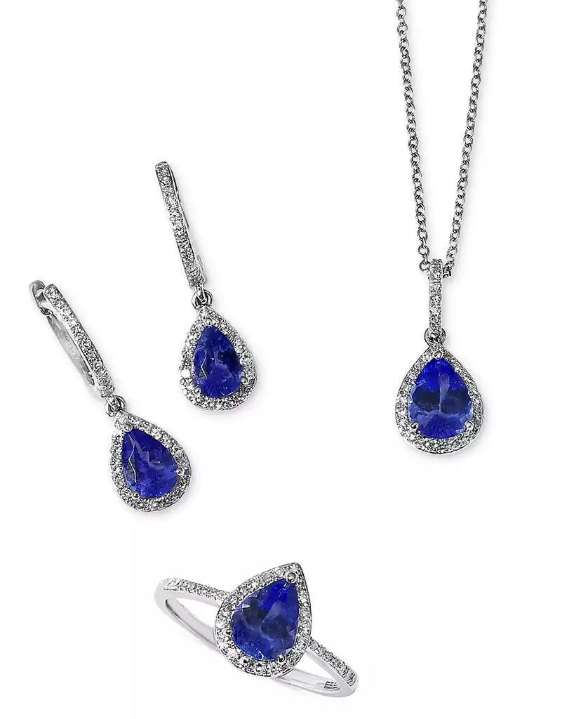 商品Effy|EFFY® Tanzanite (7/8 ct. t.w.) & Diamond (1/6 ct. t.w.) Pear Halo Ring in Sterling Silver,价格¥3117,第5张图片详细描述