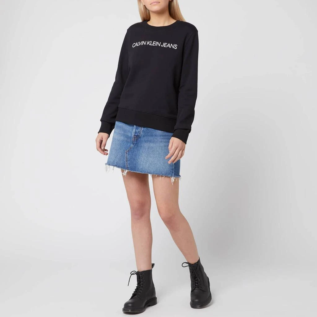 商品Calvin Klein|Calvin Klein Jeans Women's Institutional Core Logo Crew Neck Sweatshirt - CK Black,价格¥239,第3张图片详细描述