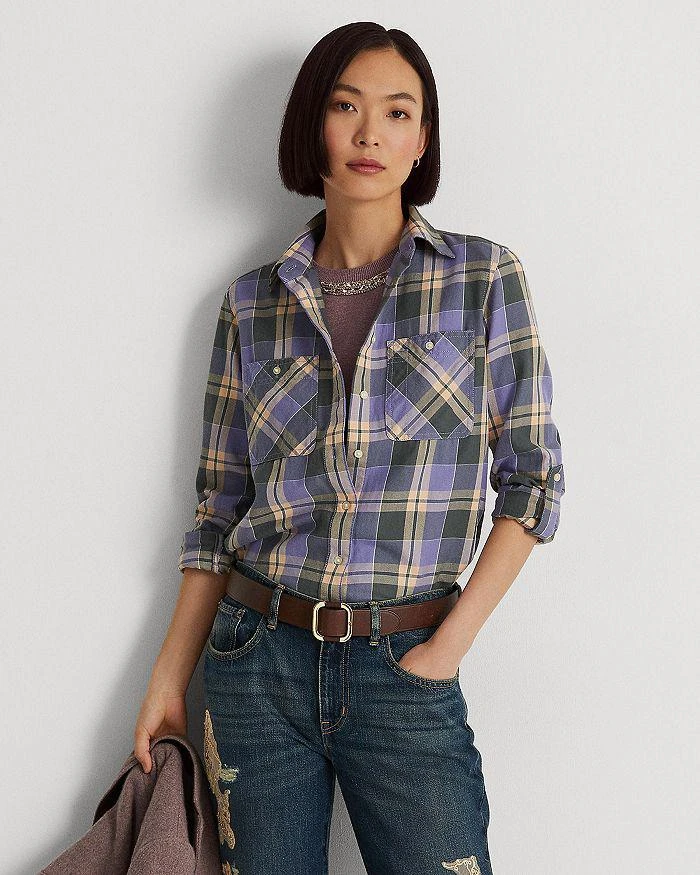 商品Ralph Lauren|Plaid Button Front Shirt,价格¥522,第4张图片详细描述