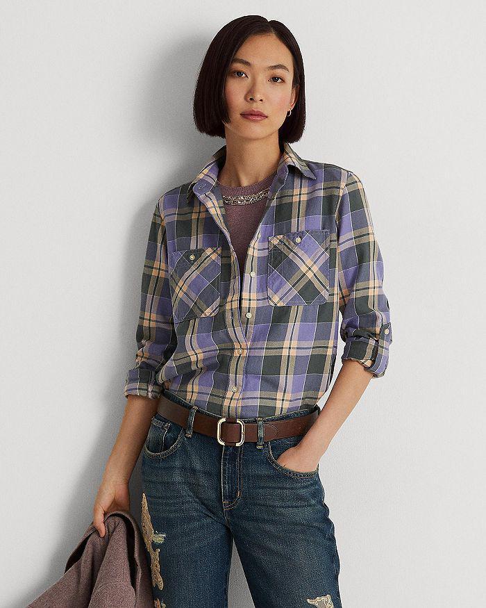 商品Ralph Lauren|Plaid Button Front Shirt,价格¥376,第6张图片详细描述