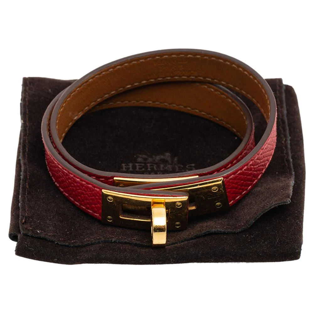 Hermes Red Epsom Leather Gold Plated Double Wrap Kelly Bracelet 商品