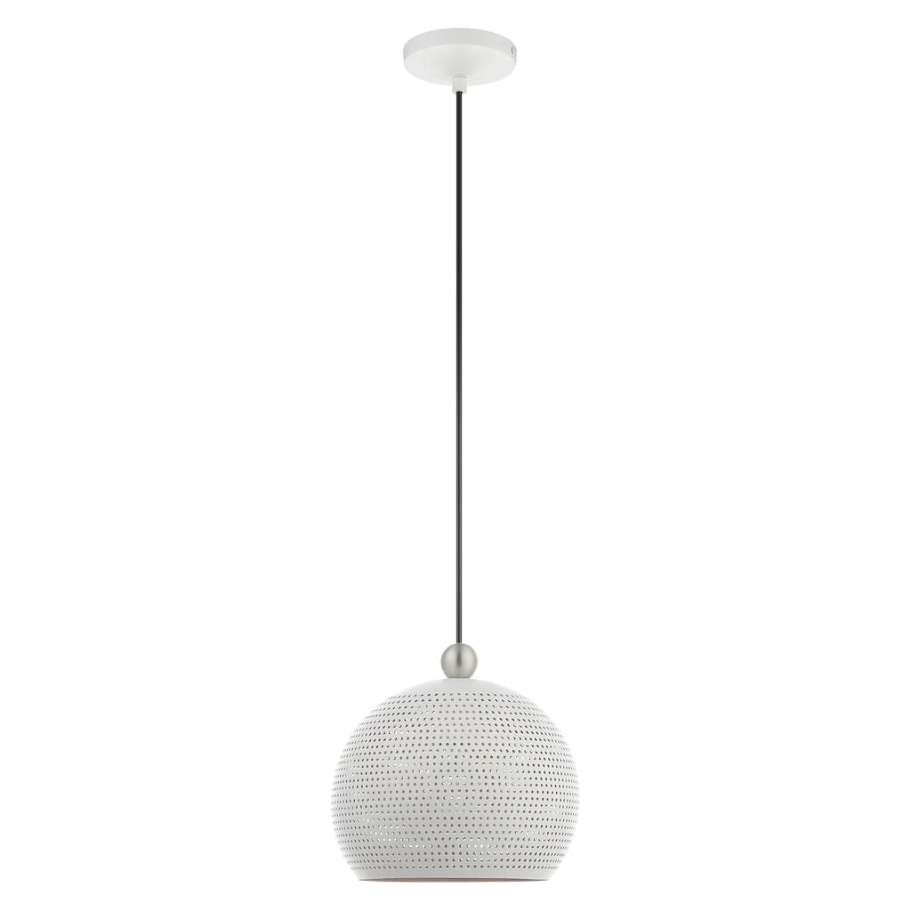 商品Livex Lighting|One Light White with Brushed Nickel Accents Pendant,价格¥1337,第2张图片详细描述